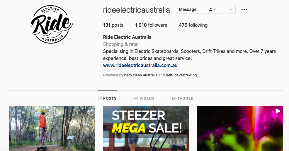 ride electric Australia on Instagram